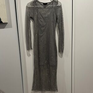 House of Harlow Elegant Silver Mesh Dress